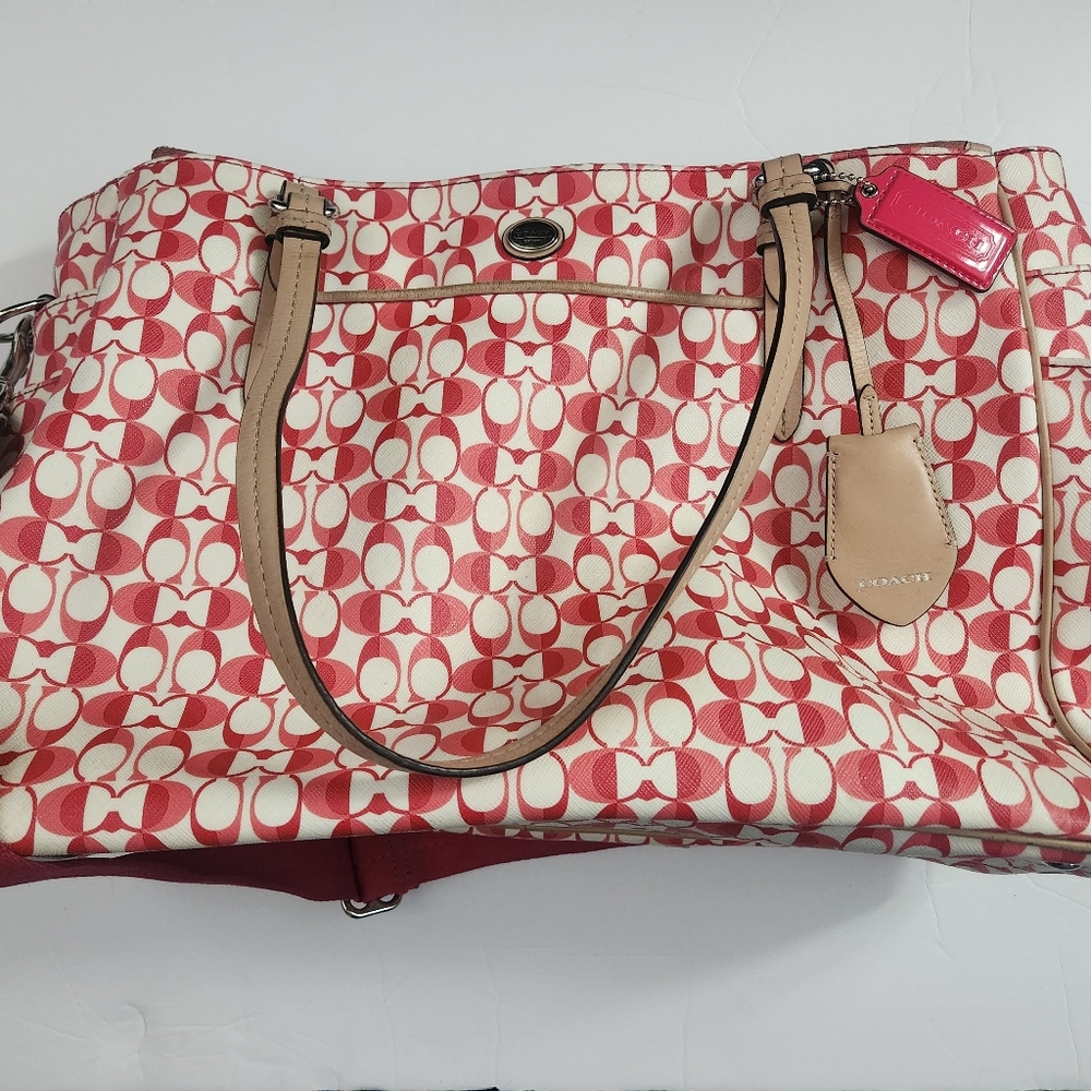 Elegant Red and Cream Tote Bag